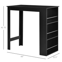 HOMCOM Modern Bar Table Counter Height Dining Table with 3 Storage Shelves for Kitchen, Dining Room, Living Room, Black(m-3)