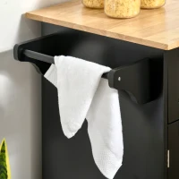 HOMCOM 41" Modern Rolling Kitchen Island on Wheels, Utility Cart Storage Trolley with Rubberwood Top & Drawers, Black(m-8)