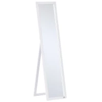 HOMCOM Full Length Glass Mirror, Freestanding or Wall Mounted Dress Mirror for Bedroom, Living Room, Bathroom, White(m-1)