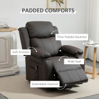 HOMCOM Living Room Power Lift Chair, PU Leather Electric Recliner Sofa Chair for Elderly with Remote Control, 3 Positions, Side Pockets, Extended Footrest, Brown(m-7)