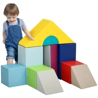 Soozier 11 Piece Soft Play Blocks Kids Climb and Crawl Gym Toy Foam Building Light Colour(m-9)