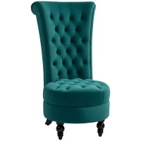 HOMCOM Retro High Back Armless Accent Chair, Fabric Upholstered Tufted Chair for Living Room, Dining Room and Bedroom, Green(m-1)