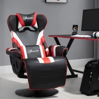 Vinsetto Gaming Chair, Racing Style Computer Recliner with Lumbar Support, Footrest and Cup Holder, Black/White/Red(m-10)