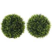 HOMCOM 2 Pack Artificial Plant Cedar Topiary Balls, 17.7 Inch(m-1)