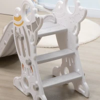 Qaba Kids Indoor Slide for Toddlers Ages 1.5-3, Small Toddler Slide, Space Toy Playset for Girls and Boys, Gray(m-9)