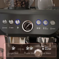 HOMCOM Espresso Machine, 15 Bar Barista Coffee Maker with Milk Frother, Fast Heating, Grinder for Espresso, Latte, Cappuccino(m-7)