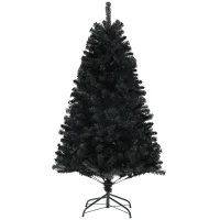 HOMCOM 6ft Unlit Artificial Black Christmas Tree, Holiday Decor with 1000 Branch Tips, Auto Open and Steel Base(m-1)