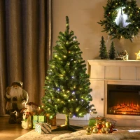 HOMCOM 5' Artificial Prelit Christmas Trees with Warm White or Colorful LED Lights, Auto Open(m-10)