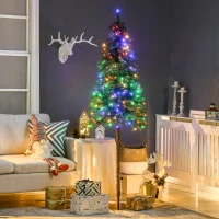 HOMCOM 6' Artificial Christmas Tree with Warm White or Colourful LED Lights, Pencil Shape, Steel Base(m-1)
