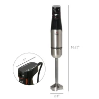 HOMCOM Immersion Hand Blender, 400W 4-In-1 Handheld Stick Blender with Adjustable Speed, 500ml Chopper, Egg Whisk, 800ml Measuring Cup, Stainless Steel Blades for Smoothie, Baby Food, Sauce, Soup(m-3)