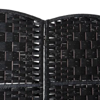 HOMCOM Room Divider 4 Panel, 6FT Tall Folding Privacy Screen, Freestanding Hand-Woven Partition for Room Separation with 360° Hinges, Paper Rope Diamond Weave, Black(m-7)
