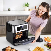 HOMCOM 10.5 Quart Air Fryer Oven with 8 Preset Cooking Menus, 1500W Air Fryer Toaster Oven, Countertop Convection Oven with 9 Accessories, Non-Stick Coating, Digital LED Screen(m-2)