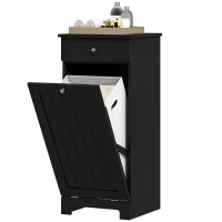 HOMCOM Laundry Hamper Cabinet, Laundry Cabinet with Tilt Out Laundry Basket and Drawer, Black