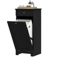 HOMCOM Laundry Hamper Cabinet, Laundry Cabinet with Tilt Out Laundry Basket and Drawer, Black(m-1)