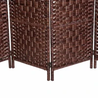 HOMCOM 6' Tall Wicker Weave 6 Panel Room Divider Privacy Screen - Brown(m-9)