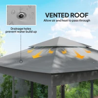 Outsunny 11' x 11' Pop Up Gazebo 2-Tier Soft Top Shelter Event Tent w/ Netting Carry Bag for Patio Backyard Garden, Dark Grey(m-5)