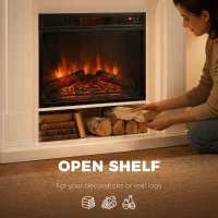 HOMCOM 41 Inch Electric Fireplace with Mantel, 1400W Fireplace Heater with Adjustable 3D Flame Effect for Living Room, White(m-5)