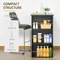HOMCOM Modern Bar Table Counter Height Dining Table with 3 Storage Shelves for Kitchen, Dining Room, Living Room, Black(m-4)