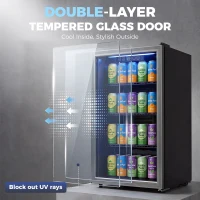 HOMCOM 3.2 Cu.Ft Beverage Refrigerator, 139 Can Beverage Fridge Cooler with Double-Layer Glass Door(m-6)