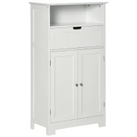 kleankin Bathroom Cabinet Organizer, Freestanding Small Storage Cabinet with Drawer and Adjustable Shelf for Living Room, or Entryway, White(m-1)