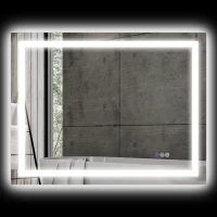 HOMCOM Dimmable Bathroom Mirror with Lights, 39" x 32" Backlit/Front Lit LED Mirror, Anti-Fog, Memory, Infinite Color Temp(m-1)
