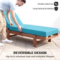 Outsunny Chaise Lounge Cushion, 4" Thick Outdoor Lounge Chair Cushion with Ties for Patio, 21" x 72", Blue(m-7)
