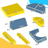 Qaba 14 Pieces Foam Climbing Blocks for Toddlers, Indoor Climb and Crawl Activity Play Set, Yellow(m-3)