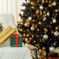 HOMCOM 7.5 FT Tall PreLit Artificial Christmas Tree with Realistic Branches, 500 Warm White LED Lights and 1346 Tips, Black(m-8)