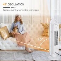 HOMCOM Oscillating Ceramic Tower Indoor Space Heater for Home, Adjustable Thermostat, 24H Timer & Remote Control, Tip-Over and Overheating Safety Protection, 25 Inches, 1500W/1000W(m-7)