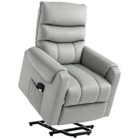 HOMCOM Lift Chair for Elderly, Massage Recliner Chair with 8 Vibration Points, Footrest, Remote Control, Side Pockets, Grey(m-9)