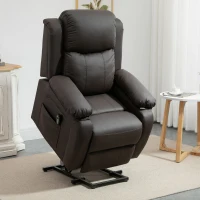 HOMCOM Living Room Power Lift Chair, PU Leather Electric Recliner Sofa Chair for Elderly with Remote Control, 3 Positions, Side Pockets, Extended Footrest, Brown(m-2)