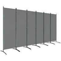 Outsunny 6 Panel Folding Outdoor Privacy Screen with Stable Base, 5.7FT Tall Room Divider with UV30+ Protection, Grey(m-9)