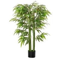 HOMCOM 4.5FT Artificial Bamboo Tree, Decorative Faux Plant in Nursery Pot for Indoor or   Decor(m-1)