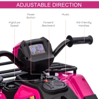 Aosom 12V Electric Toy Car with Forward Backward Function, Music, LED Headlights, for Ages 3-5 Years, Pink(m-5)