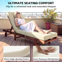Outsunny Chaise Lounge Cushion, 4" Thick Outdoor Lounge Chair Cushions with Ties for Patio, 26" x 80", Cream White(m-4)