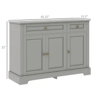 HOMCOM Modern Kitchen Storage Cabinet, Coffee Bar Cabinet with 2 Drawers and Adjustable Shelves for Dining Room(m-3)