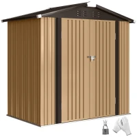 Outsunny 6.5' x 4'  Outdoor Storage Shed, Metal Garden Shed with Lockable Double Doors, 4 Vents, Yellow(m-9)