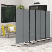 Outsunny 6 Panel Folding Outdoor Privacy Screen with Stable Base, 5.7FT Tall Room Divider with UV30+ Protection, Grey(m-8)