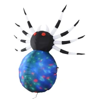 HOMCOM 5' Long Halloween Inflatables Outdoor Decorations Multicolor Red-Eyed Spider, Blow Up LED Yard Decor for Garden, Lawn, Party, Holiday, Waterproof(m-1)