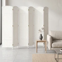 HOMCOM Folding Room Divider Screen 6 Panel 5.6 ' Tall Privacy Screen Freestanding Room Partition for Home Office, White(m-8)