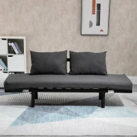 HOMCOM Single Person Chaise Lounger, Modern Sofa Bed with 5 Adjustable Positions, 2 Large Pillows, and Birch Legs, Charcoal Grey(m-8)