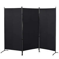 HOMCOM 6' 3 Panel Room Divider, Double Hinged Folding Wall Divider, Indoor Privacy Screen for Home Office, Black(m-9)
