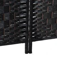 HOMCOM Room Divider 4 Panel, 6FT Tall Folding Privacy Screen, Freestanding Hand-Woven Partition for Room Separation with 360° Hinges, Paper Rope Diamond Weave, Black(m-9)