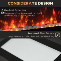 HOMCOM Wall Mounted Fireplace, 41 Inch Modern Electric Fireplace with Patented LED Flame Effect and 7 Colors, Black(m-7)