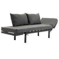 HOMCOM Single Person Chaise Lounger, Modern Sofa Bed with 5 Adjustable Positions, 2 Large Pillows, and Birch Legs, Charcoal Grey(m-14)