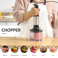 HOMCOM Immersion Hand Blender, 400W 4-In-1 Handheld Stick Blender with Adjustable Speed, 500ml Chopper, Egg Whisk, 800ml Measuring Cup, Stainless Steel Blades for Smoothie, Baby Food, Sauce, Soup(m-7)