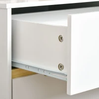 HOMCOM Nightstand, Bedside Table with 2 Drawers, Modern Side End Table with Solid Wood Legs for Bedroom, White(m-9)
