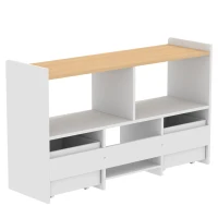 Qaba Toy Storage Organizer, Toy Organizers and Storage with 2 Movable Drawers and 3 Cubbies for Playroom, Nursery, White(m-10)