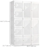 HOMCOM Portable Wardrobe Closet, Folding Bedroom Wardrobe, Clothes Storage Organizer with 8 Cube Compartments, White(m-3)