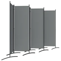 Outsunny 6 Panel Folding Outdoor Privacy Screen with Stable Base, 5.7FT Tall Room Divider with UV30+ Protection, Grey(m-2)